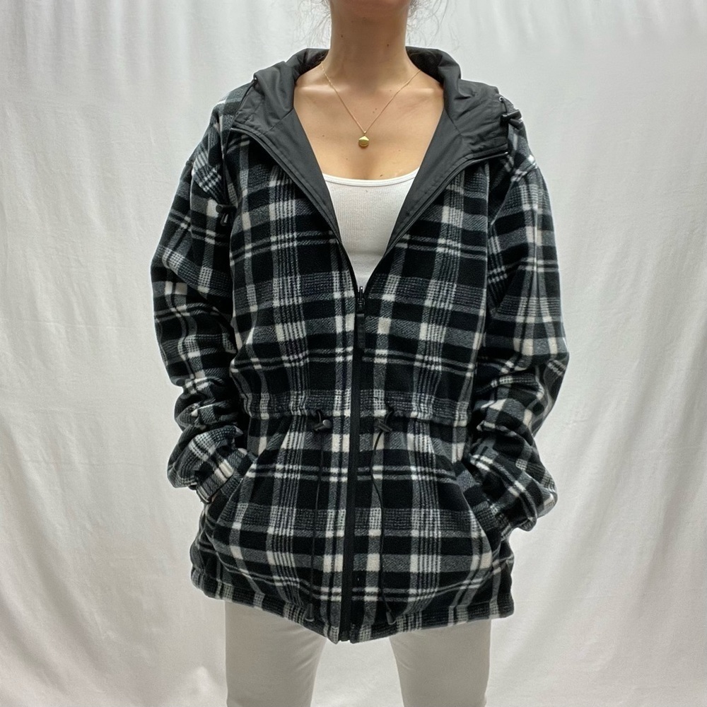 Goorgio Morondi reversible jacket size M plaid black white fleece waterproof